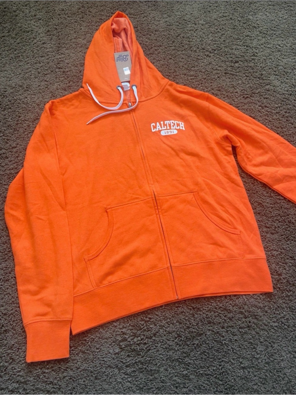 CalTech Blue 84 Orange Hooded Zip Sweatshirt with White Drawcords
